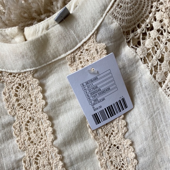 NWT Ecoté Lace High Neck Tank Cream White S - Picture 6 of 9